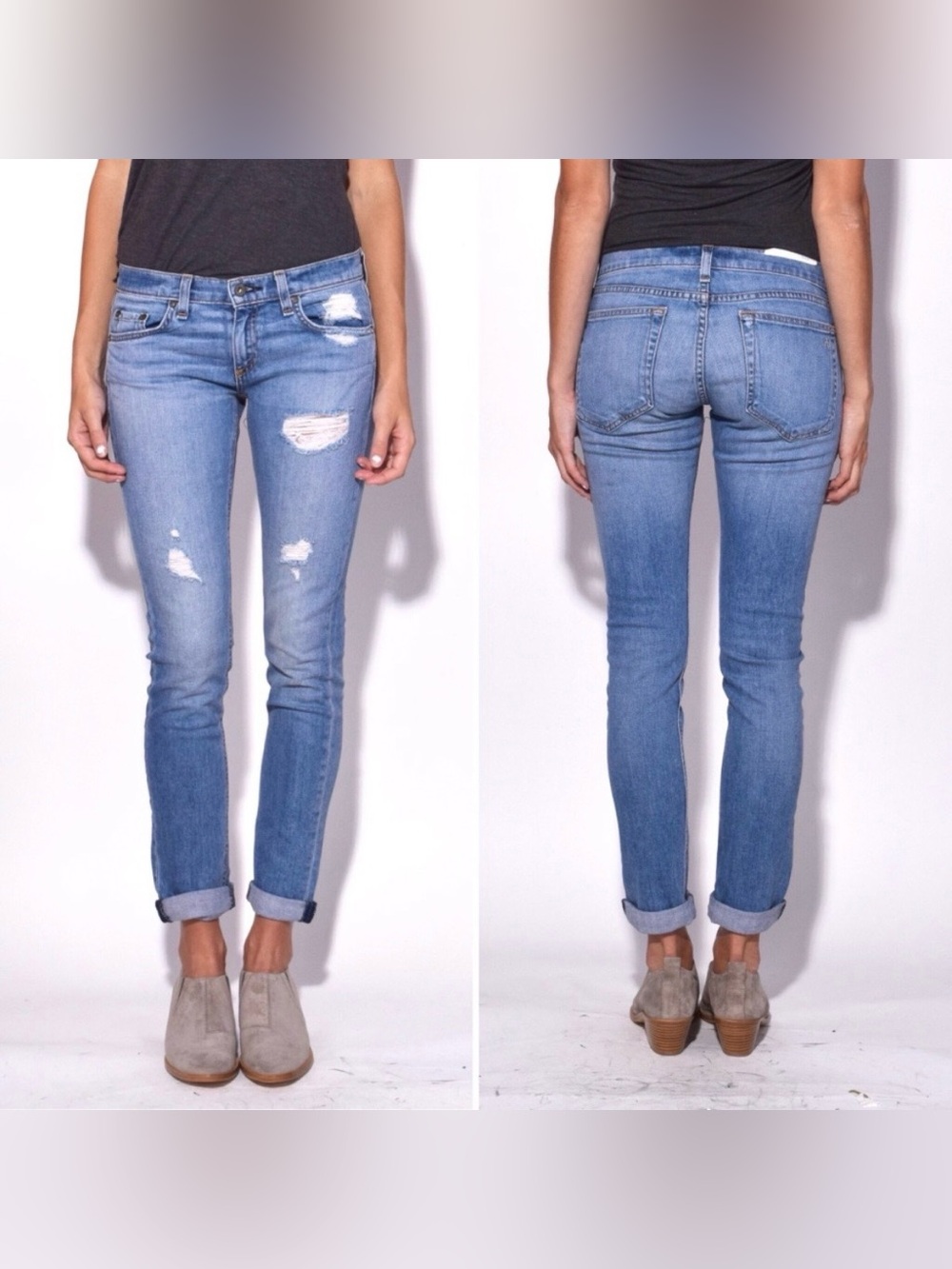 Rag & Bone Dre Jeans Size 28 Atwater Wash Distressed Slim Boyfriend Mid Rise